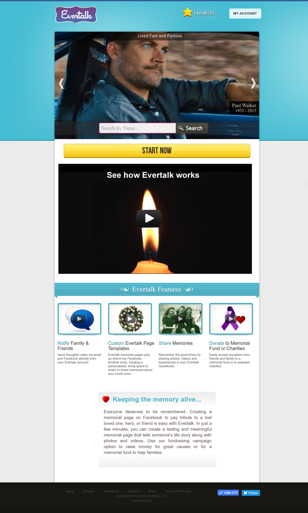 memorial page creation